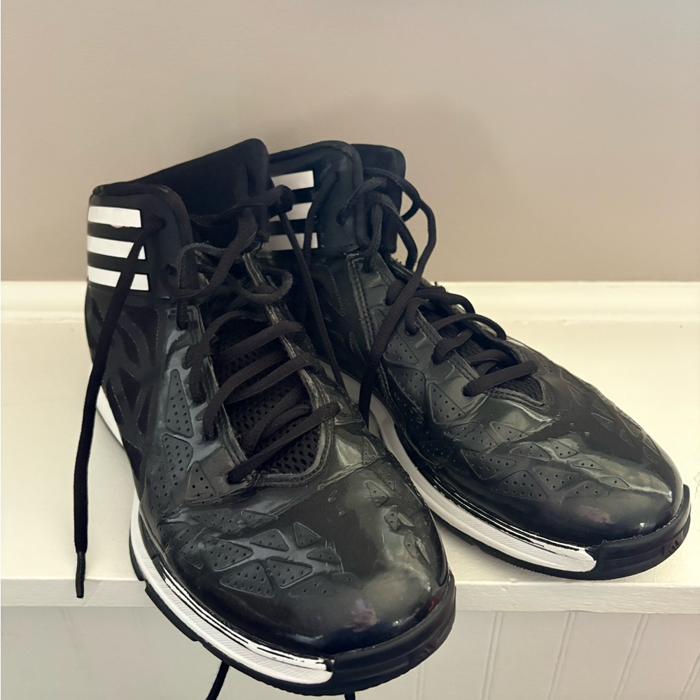 adidas Black and White High-Top Athletic Shoes